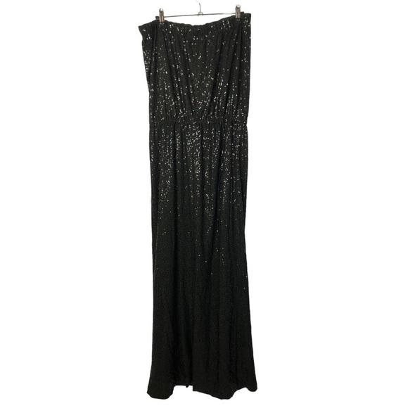Tibi Black Sequin Strapless Maxi Formal Gown M - Picture 2 of 5
